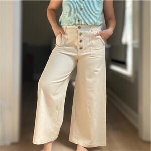 NEW Francesca's Cream Culotte Pants M Wide Leg Crop